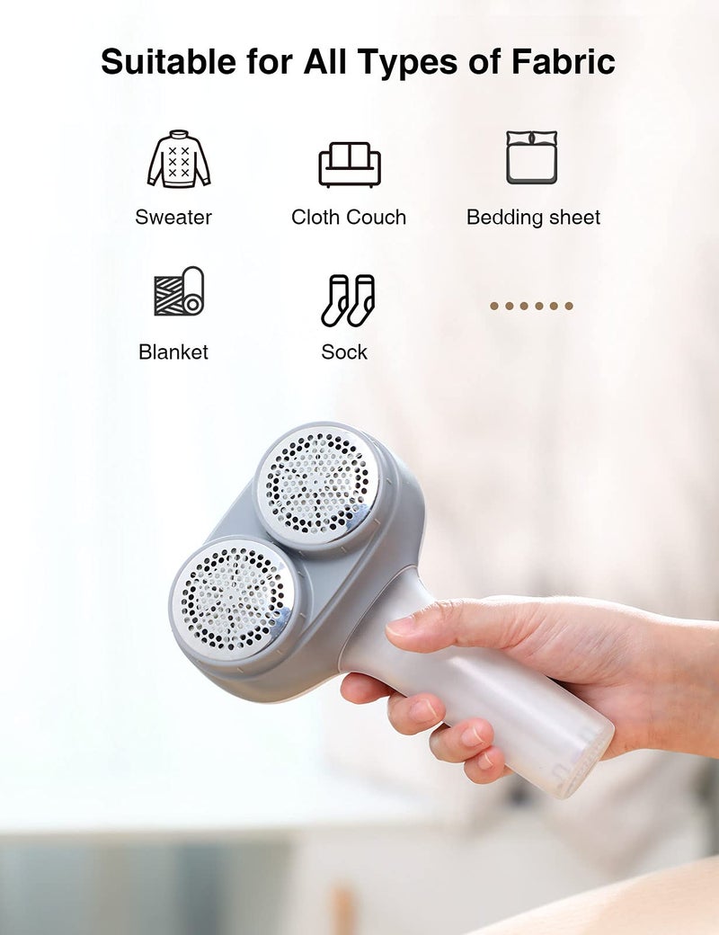 VASSON Fabric Shaver  Electric Lint Remover  Rechargeable Lint Shaver  Sweater Shavers to Remove Pilling  Large Fuzz Remover for Clothes Couch Furniture (Greyish White) - Image 5